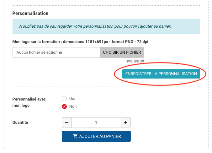 enregistrer la personnalisation